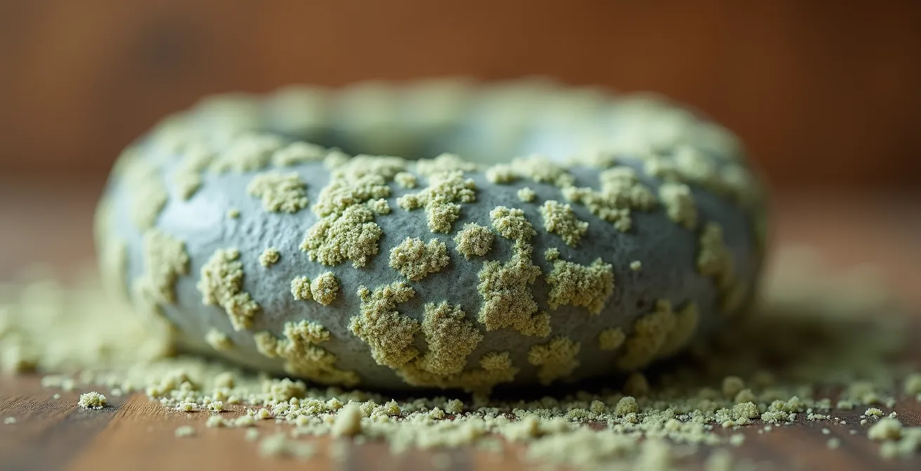 Vue macro de la fleur naturelle Penicillium sur un saucisson artisanal