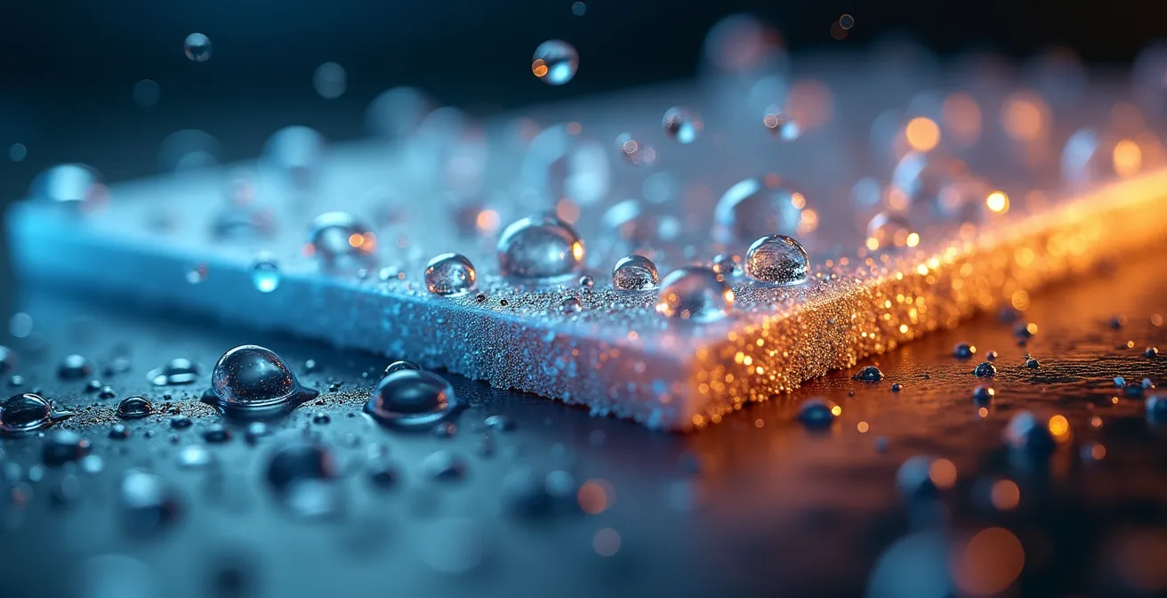 Illustration du paradoxe entre imperméabilité et respirabilité des membranes techniques