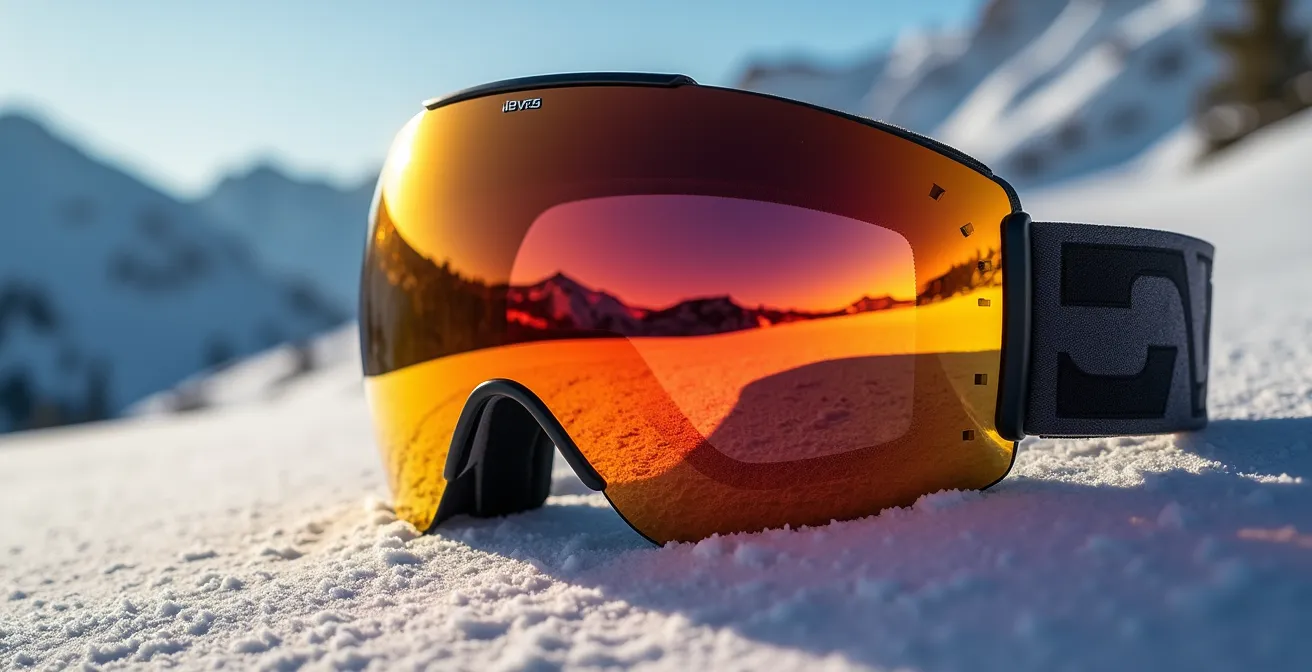 Détail macro d'un verre photochromique changeant de teinte