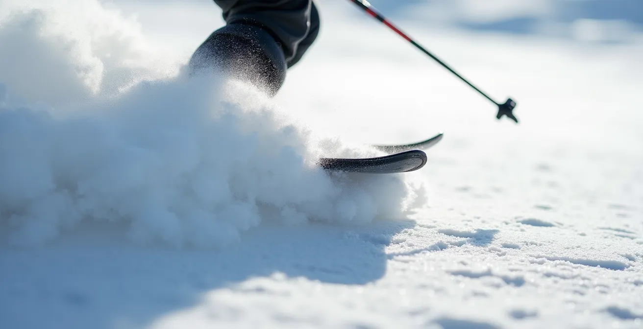 Séquence technique montrant la compression et le rebond dans la neige profonde