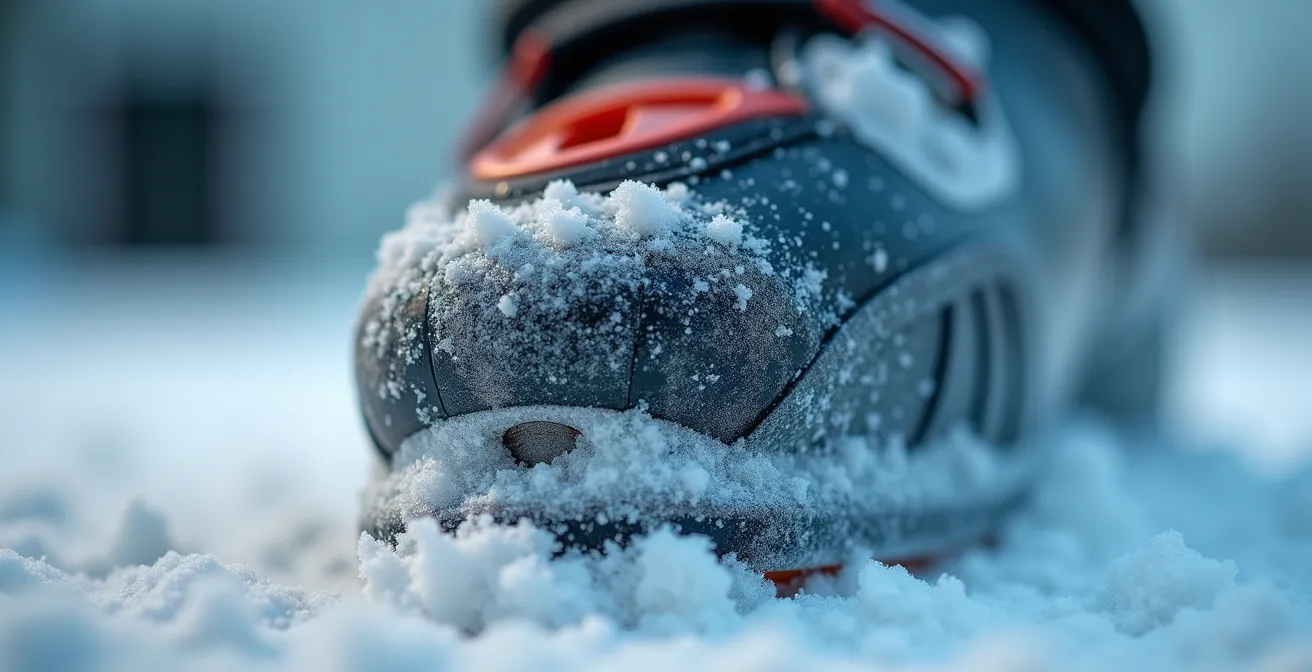 Démonstration de la flexion d'une chaussure de ski à différentes températures